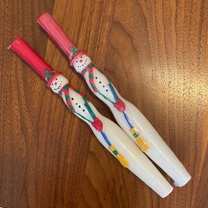 Snowman Taper Candles • Frosty, Winter, Christmas, Decor • Brand new never used